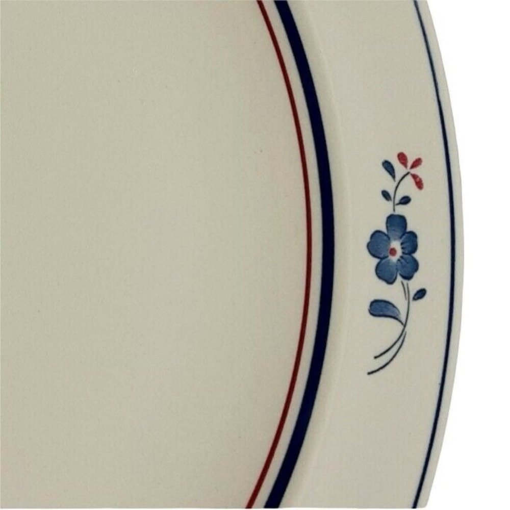 Stockholm Red Blue Floral Dinner Plate Vintage Patriotic Stoneware Dinnerware - Picture 2 of 8